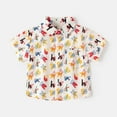thumbnail image 1 of HAOTAGS Toddler Boys Shirts Short Sleeve Lapel Button Down Tops, Summer Graphic Print Shirts Yellow 4 T, 1 of 3