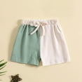 thumbnail image 1 of HAOTAGS Toddler Boys Shorts with Drawstring, Color Block Summer Shorts for Kids Green 1-2 Years, 1 of 7