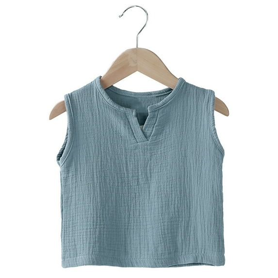 HAOTAGS Toddler Boys Tank Tops Solid Color, Sleeveless Summer Undershirt Multipack Blue 2 T