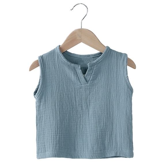 HAOTAGS Toddler Boys Tank Tops Solid Color, Sleeveless Summer Undershirt Multipack Blue 4 T