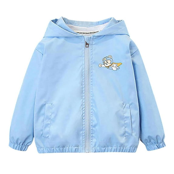 HAOTAGS Toddler Boys Thin Waterproof Hooded Jackets,Casual Sports Lightweight Hiking Windbreakers for Kids Blue 9-10Years