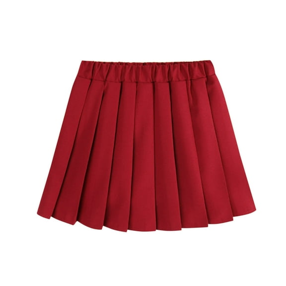 HAOTAGS Toddler Girls(2-17)Athletic Skirts, High Waisted Back - to - school Solid Causal Pleated Skirt Red 14-15Years