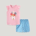 thumbnail image 1 of HAOTAGS Toddler Girls 2 Piece Outfit Set, Summer 2024 Printed Tank Top with Plaid Shorts Set Pink, 1 of 6