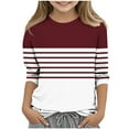thumbnail image 1 of HAOTAGS Toddler Girls Blouses, Long Sleeved Striped Lightweight Causal Tops Wine 11 Years, 1 of 5