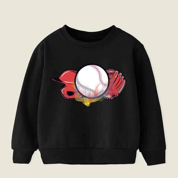 HAOTAGS Toddler Girls Boys Unisex Sweatshirts, Graphic Print Casual Fall/Winter Pullover Top Long Sleeve Crew Neck Black 5 T