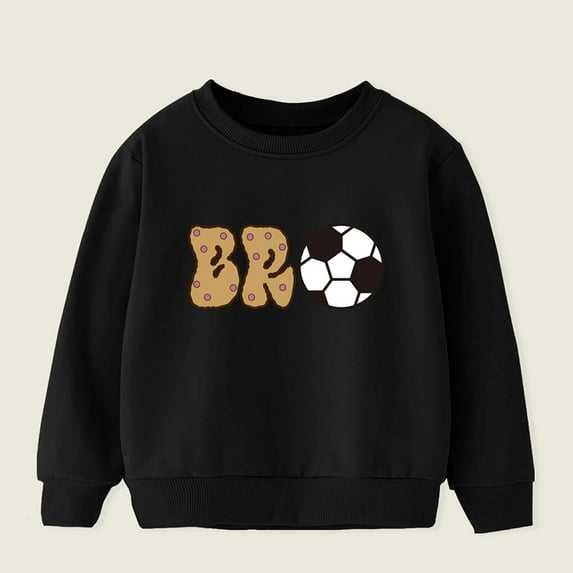HAOTAGS Toddler Girls Boys Unisex Sweatshirts, Casual Fall/Winter Pullover Top Crew Neck Graphic Print Long Sleeve Black 7 T