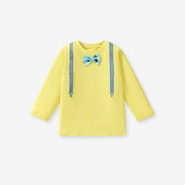 HAOTAGS Toddler Girls Boys Unisex Sweatshirts, Long Sleeve Crew Neck Casual Fall/Winter Pullover Top Graphic Print Yellow 6 T
