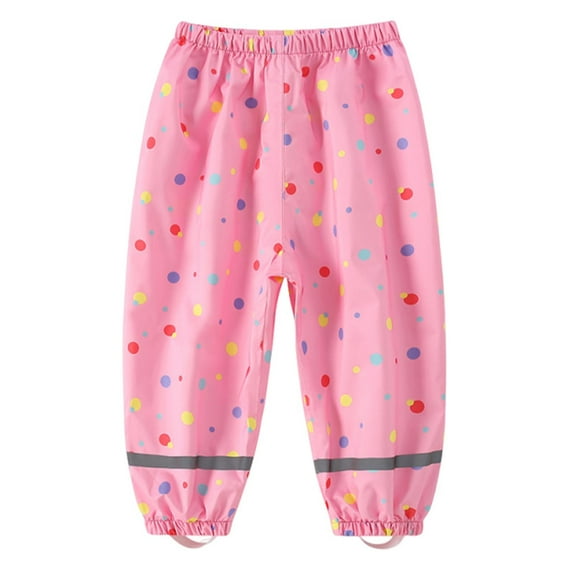 HAOTAGS Toddler Girls Cargo Rain Pants, Flat Waist Lightweight Printed Cargo Trousers Pink 10 Years