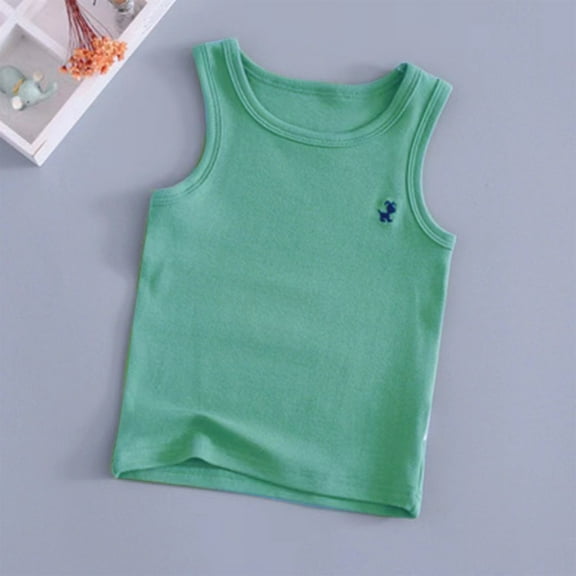 HAOTAGS Toddler Girls Cotton Tank Top Undershirts Solid Color Sleeveless Summer Tops Army Green 11-12 Years