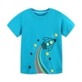 thumbnail image 1 of HAOTAGS Toddler Girls Cute Graphic Print Tee Shirts (2-8Years) Short Sleeve Round Neck Tshirts for Summer Sky Blue 6 Years, 1 of 7