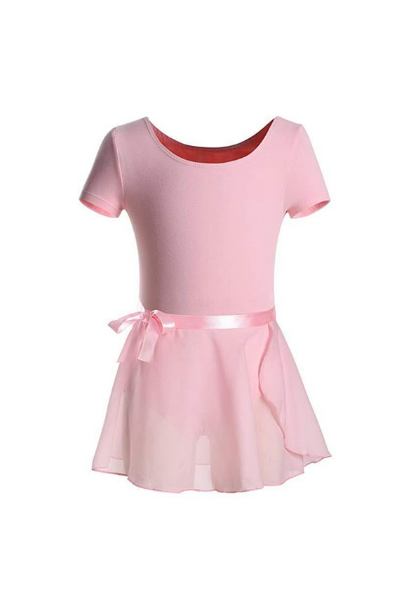Toddler Girls Dance Ballet Leotards Dresses Tutu Skirt Short Sleeve Ballerina Outfit Skirt Pink Size 2 Years