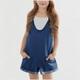 thumbnail image 1 of HAOTAGS Toddler Girls Denim Jumpsuits, Summer Sleeveless Rompers Jean Shorts wtih Pockets Dark Blue 5 Years, 1 of 5