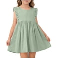 thumbnail image 1 of HAOTAGS Toddler Girls Dresses,Layered Flounce Gown Princess Ruffle Midi Playground Picnic Summer Swing Dress Green 4-5, 1 of 7