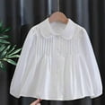 thumbnail image 1 of HAOTAGS Toddler Girls Dressy Shirts, School Uniform Long Sleeve Solid Cotton Button - up Lapel Shirts White 3 Years, 1 of 3
