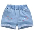 thumbnail image 1 of HAOTAGS Toddler Girls Elastic Waist Denim Shorts, Summer Cotton Shorts for Girls Blue 5-6 Years, 1 of 2