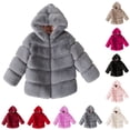 thumbnail image 1 of HAOTAGS Toddler Girls Faux Fur Coat,Warm Thickened Hood With Shoulder Winter Jacket Gray 4-5Years, 1 of 4