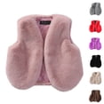 thumbnail image 1 of HAOTAGS Toddler Girls Faux Fur Vest,Sleeveless Solid Fleece Fuzzy Winter Warm Jacket Coats Pink 3-4Years, 1 of 5