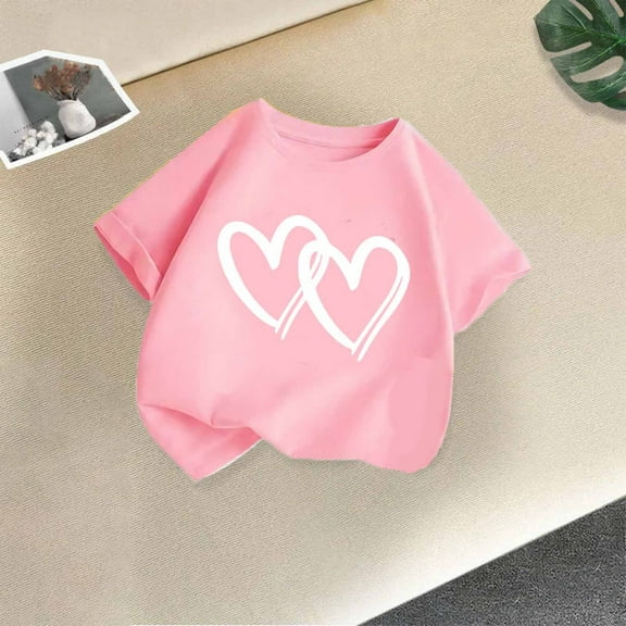 HAOTAGS Toddler Girls Graphic Tshirts Crew Neck Short Sleeve Tee Pink 4-5 Years