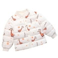 thumbnail image 1 of HAOTAGS Toddler Girls Hoodless Puffer Jackets, Cut Carton Print Casual Winter Warm Outerwear Long Sleeve Turndown Neck Beige 5 T, 1 of 2