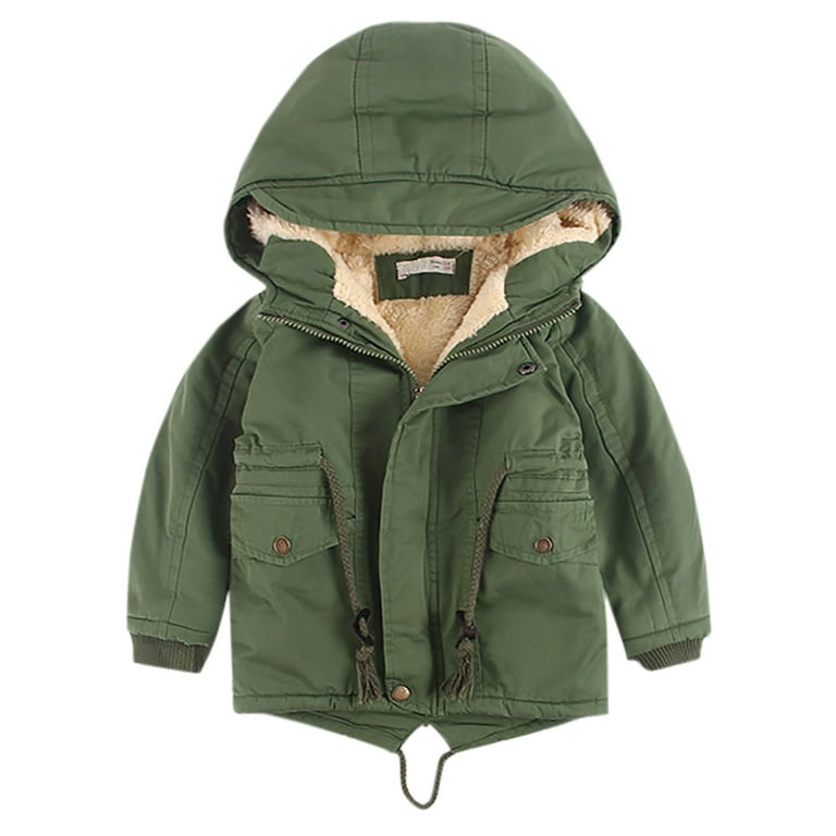 HAOTAGS Toddler Girls Jacket Thicken Hoodies Coat for Kids Army Green Size 4 5 Years