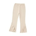 thumbnail image 1 of HAOTAGS Toddler Girls Leggings Cotton Solid Casual Outdoor Wide Leg Pants Khaki Size 4 Years, 1 of 8