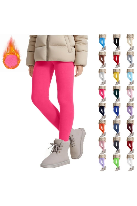 Toddler Girls Leggings Fleece Lined, Fall Winter Warm Yoga Pants Casual High Waisted Full Length Leggings Beige 12 Years