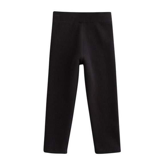 HAOTAGS Toddler Girls Leggings Winter Warm Cotton Fleece Lined Solid Thick Thermal Tights Pants Black Size 4 Years