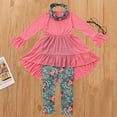 thumbnail image 1 of HAOTAGS Toddler Girls Outfit Set Long Sleeve Dress, with Neckband and Printed Pants 3 Piece Set Hot Pink 3 T, 1 of 5