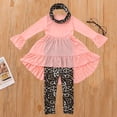 thumbnail image 1 of HAOTAGS Toddler Girls Outfit Set Long Sleeve Dress, with Neckband and Printed Pants 3 Piece Set Pink 3 T, 1 of 5