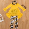 thumbnail image 1 of HAOTAGS Toddler Girls Outfit Set Long Sleeve Dress, with Neckband and Printed Pants 3 Piece Set Yellow 7 T, 1 of 5