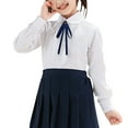 thumbnail image 1 of HAOTAGS Toddler Girls School Uniform Cotton Shirt, Classic Long Sleeve Lightweight Lapel Button UP Shirts Navy 4-6 Years, 1 of 3