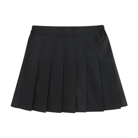 HAOTAGS Toddler Girls School Uniform Skirts, Four Season High Waisted Pleated Performance Skirt Black 6-7Years