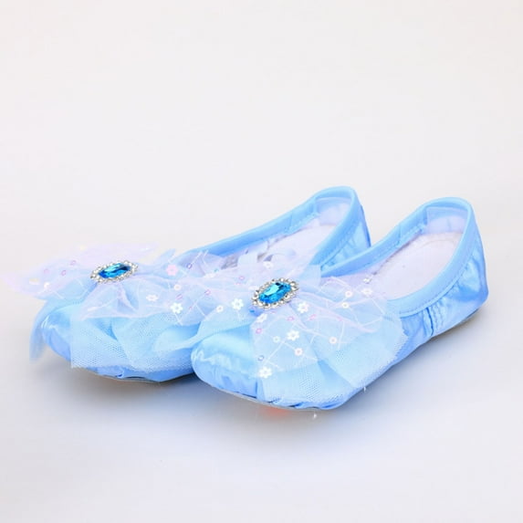 HAOTAGS Toddler Girls Shoes Dance Shoes, Ballet Performance Training Yoga Indoor Shoes Blue 9.5 T