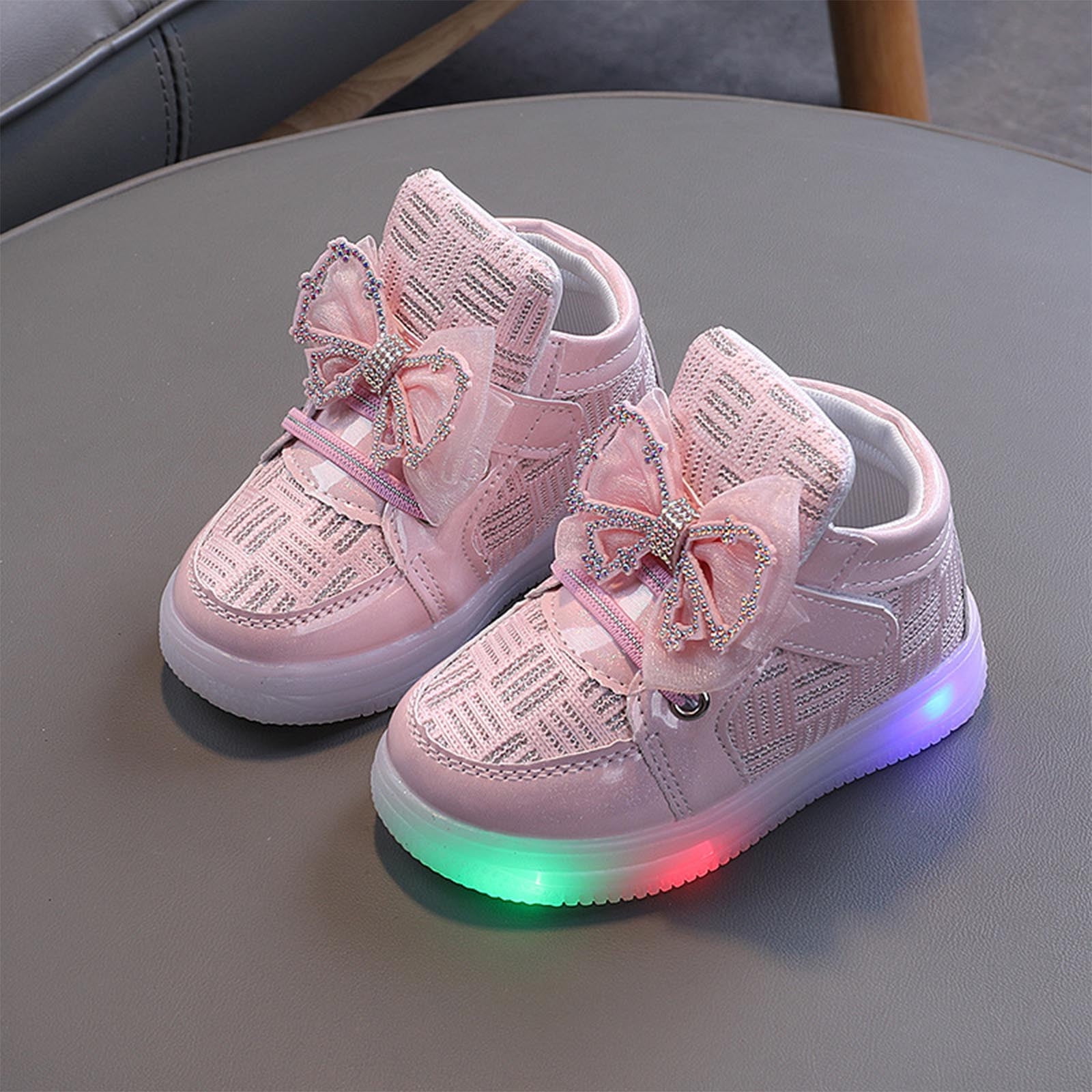 HAOTAGS Toddler Girls Shoes with LED Light Up Shoes Bowknot