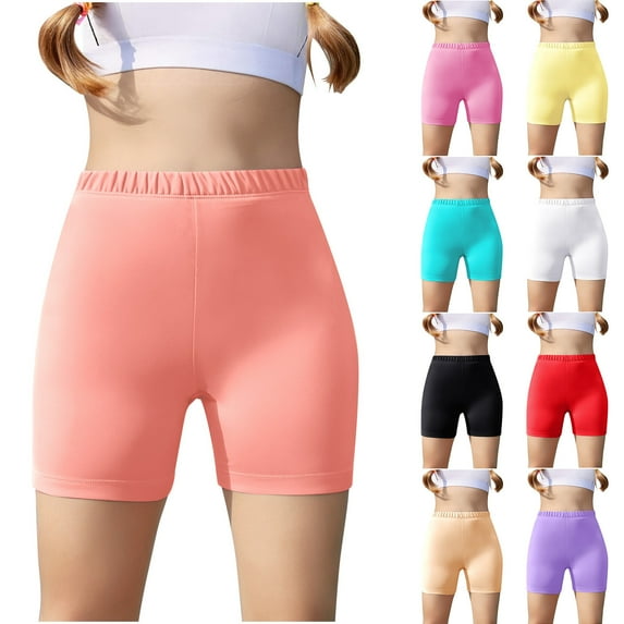 HAOTAGS Toddler Girls Short Leggings, Breathable Stretchable Summer Elastic Waist Summer Solid Gym Outerwear Shorts Pink 9-10 Years