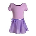 thumbnail image 1 of HAOTAGS Toddler Girls' Skirt Suits, Solid Color Practice Suit Short Sleeve Two-Piece Ballet Outfit Purple 2 T, 1 of 2