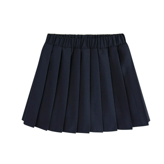 HAOTAGS Toddler Girls Skirts for School, High Waisted Causal Uniform Solid Color Athletic Skater Skirt Navy 10-11Years
