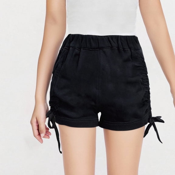 HAOTAGS Toddler Girls Summer Shorts, Casual Soft Cotton Outdoor Play Shorts Black 2 Years