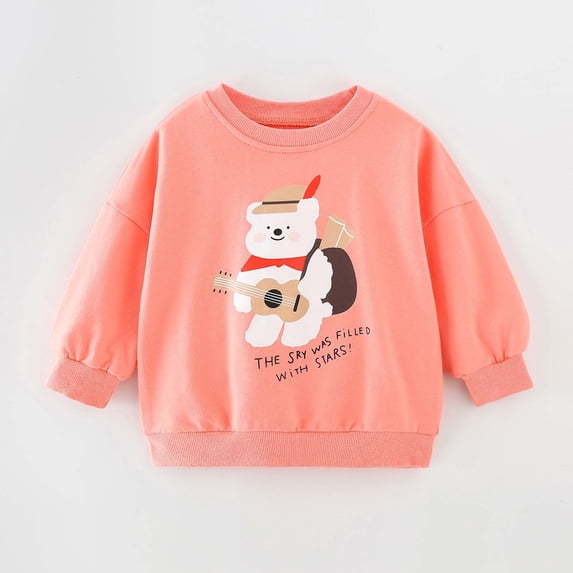 HAOTAGS Toddler Girls Sweatshirts , Casual Fall Pullover Tops Long Sleeve Graphic print Crew Neck Orange 4 T