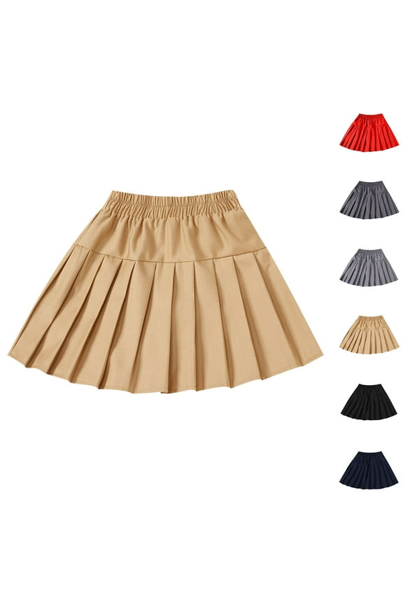 Girls Uniform Skirts,High Waisted Athletic School Uniform Skater Skirt Khaki 6