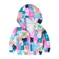 thumbnail image 1 of HAOTAGS Toddler Girls Zipper Sunscreen Jacket, Cartoon Outerwear Windbreaker Pink Size 3-4 Years, 1 of 2