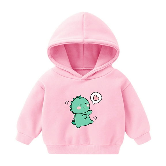 HAOTAGS Toddler Kids Graphic Print Hoodie, Casual Long Sleeved Sweatshirts Pink Size 6-7 Years