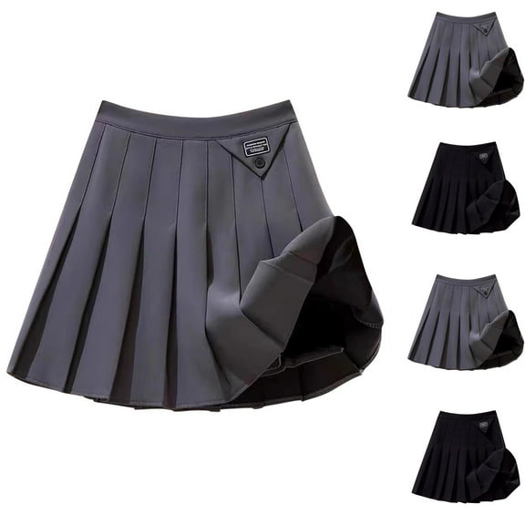 HAOTAGS Toddler Skirts for Girls, Solid Color Uniform Summer Pleated Skirts for Kids Gray 4 Years