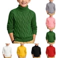 thumbnail image 1 of HAOTAGS Turtleneck Sweater for Boys (1-11) Thickened Knitted High Collar Long Sleeve Acrylic Knitwear White Size 12M, 1 of 7