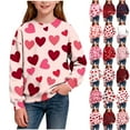 thumbnail image 1 of HAOTAGS Valentine-Print Sweatshirt for Boys & Girls(1-15), Long-Sleeve Crew-Neck Pullover Top Khaki 5-6 Years, 1 of 9