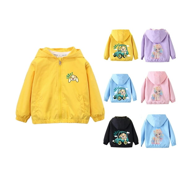 HAOTAGS Waterproof Windbreaker Jacket Boys Girls,with Pocket Long Sleeve Casual Outdoor Activity Jacket Yellow 3-4Years