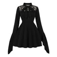 thumbnail image 1 of HAOTAGS Wedding Guest Dresses for Women, Long Sleeve Comfortable Lace Patchwork Hepburn Flared Dress Black XL, 1 of 7