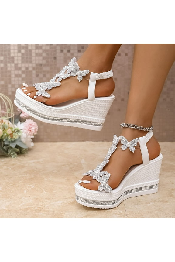 Wedge Sandals for Women,Casual Summer Wedge Heels Open Toe Work Beach Shoes White 7.5