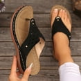 thumbnail image 1 of HAOTAGS Wedge Sandals for Women Clip Toe Summer Flip Flops with Arch Support Black Size 7, 1 of 9