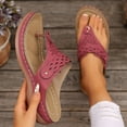thumbnail image 1 of HAOTAGS Wedge Sandals for Women Clip Toe Summer Flip Flops with Arch Support Red Size 5.5, 1 of 9